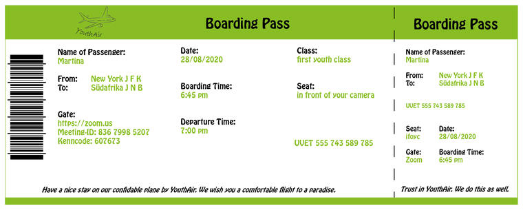 Boarding-Pass Südafrika